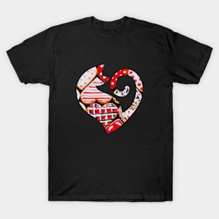 Cute Valentines Day Cat with Red Heart Cakes T-Shirt